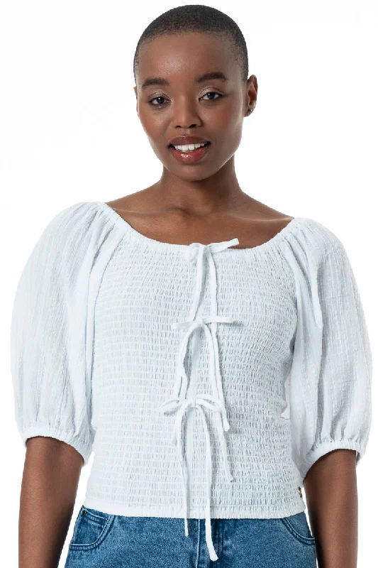 Flash Deal Shirred Top _ 152217 _ Optic White