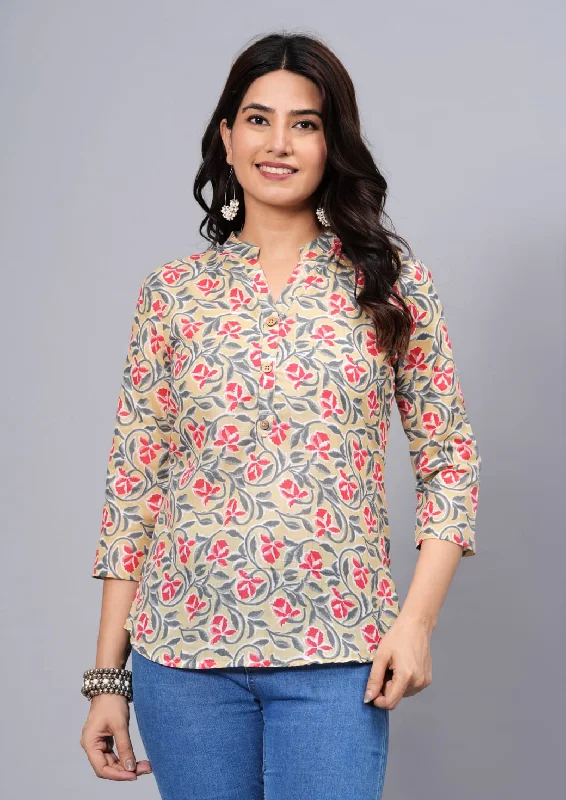 Weekend Savings Spectacle Women Elegant Printed Cotton Top