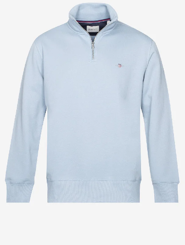 Regular Fit Shield Half Zip Sweat Taubenblau