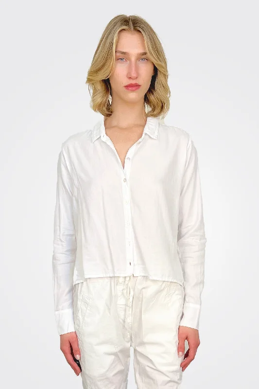 Weekend-Only Price Drops Cropped Button Down - White