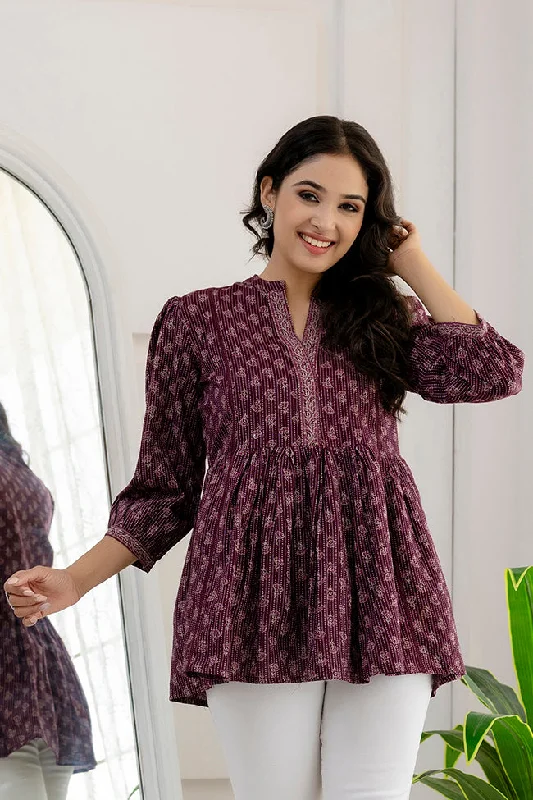 Super Savings Women Purple Printed Peplum Tunic