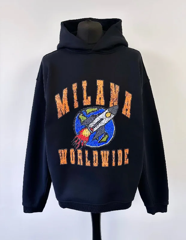 Black Heavyweight Worldwide Hoodie.