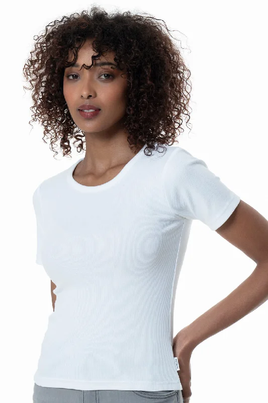 Time-Sensitive Ribbed T-Shirt _ 153809 _ White