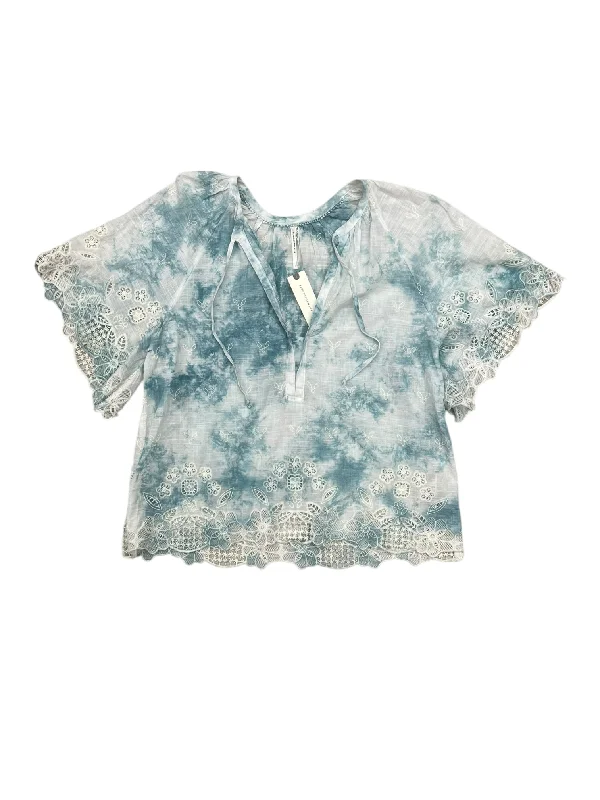Weekend Discounts Worth Grabbing Top Short Sleeve By Anthropologie In Blue & White, Size: Xs