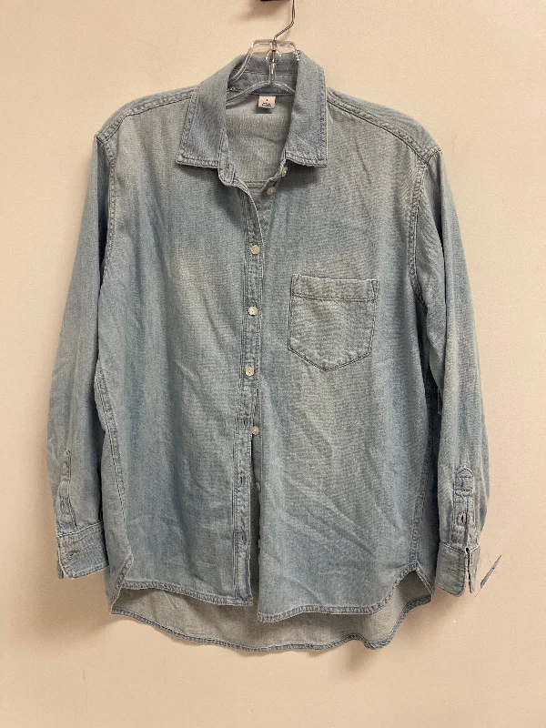 Don't Delay Blouse Long Sleeve By Old Navy In Blue Denim, Size: S