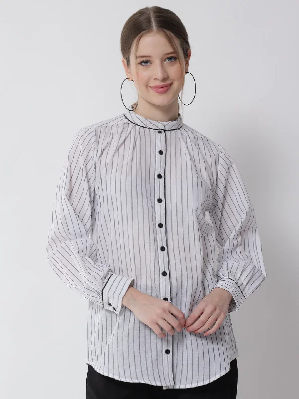 Act Fast Women Striped Shirt With Gathered