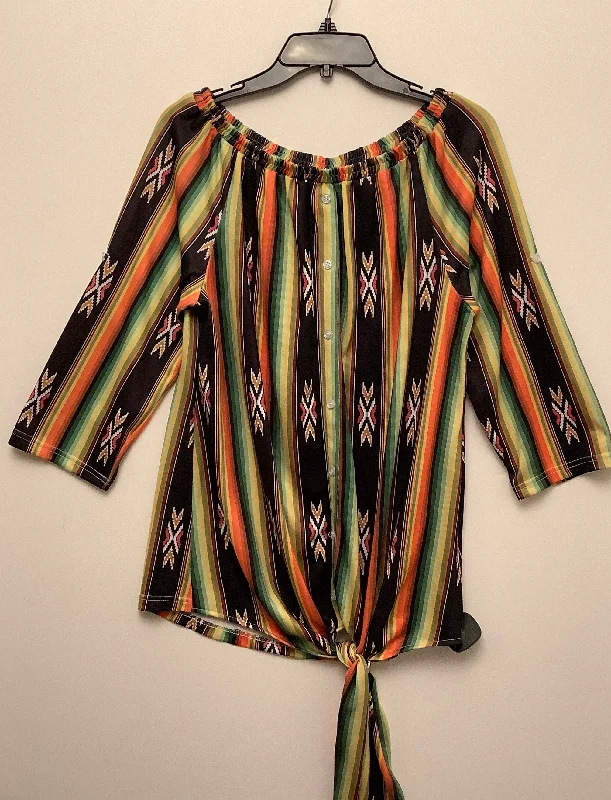 Hot Buy Top Long Sleeve By Clothes Mentor In Striped Pattern, Size: L