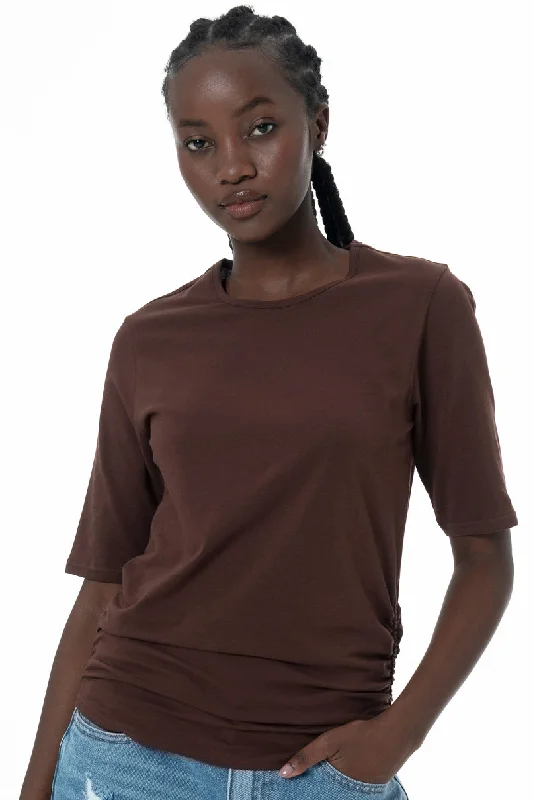 Time-Limited Offer Ruched T-Shirt _ 145726 _ Brown