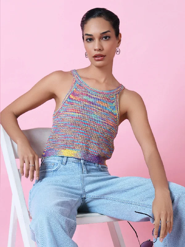 Today's Deal Women Multi Solid Fitted Crop Top
