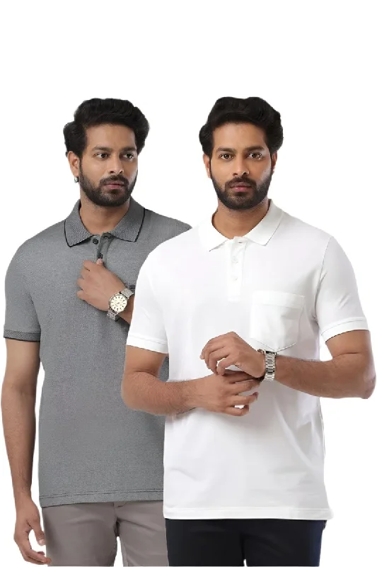 Golf Polo - Black Gray and White T-Shirts Pack Of 2 Combo For Men | Ariser