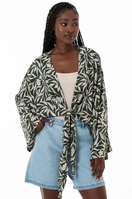 Weekend Savings Spree Front Tie Kimono Top _ 153784 _ Green