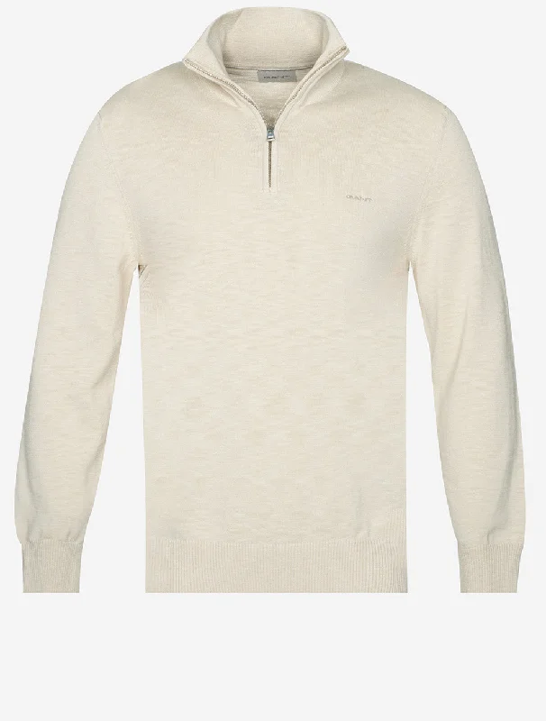 Cotton Flamme Half Zip Seidiges Beige