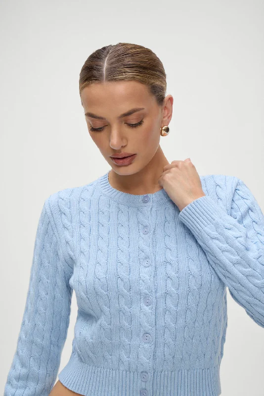 Dudley Cable Knit Cardigan - Dewdrop