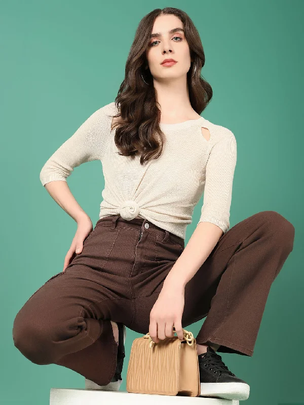 Unmissable Sale Women Beige Solid Fitted Top