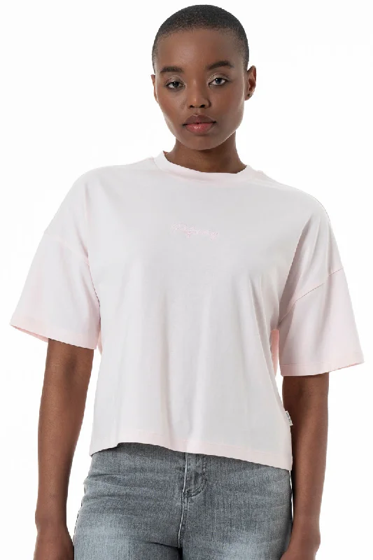 Stock Up Boxy Branded T-Shirt _ 152270 _ Light Pink