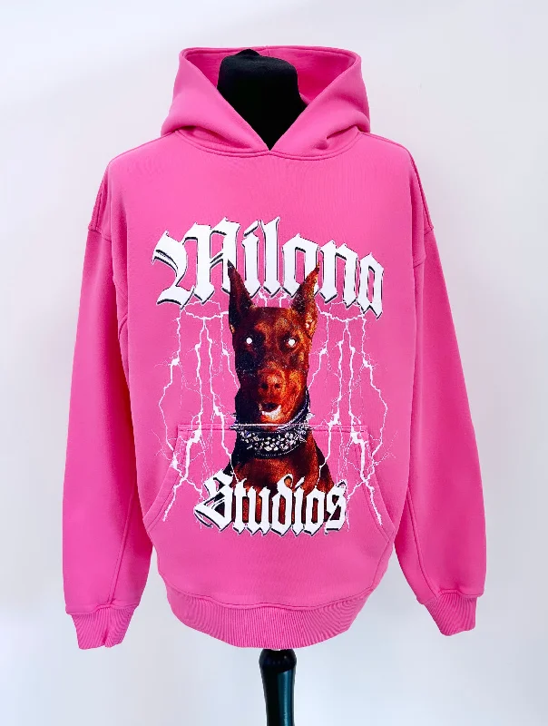 Hot Pink Heavyweight Graphic Hoodie.