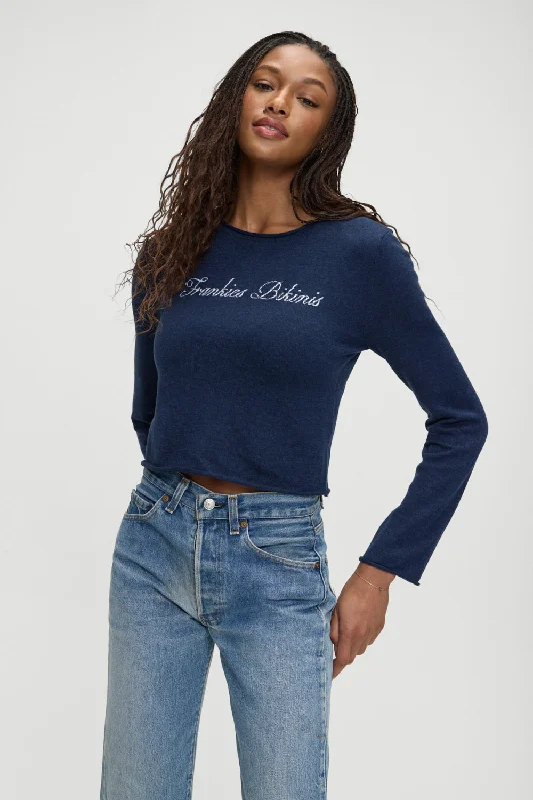 Kennedy Cotton Knit Sweater - Deep Sea Blue