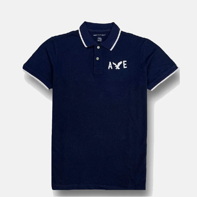 AE - Men 'Navy' Printed Logo Cotton Polo AE712