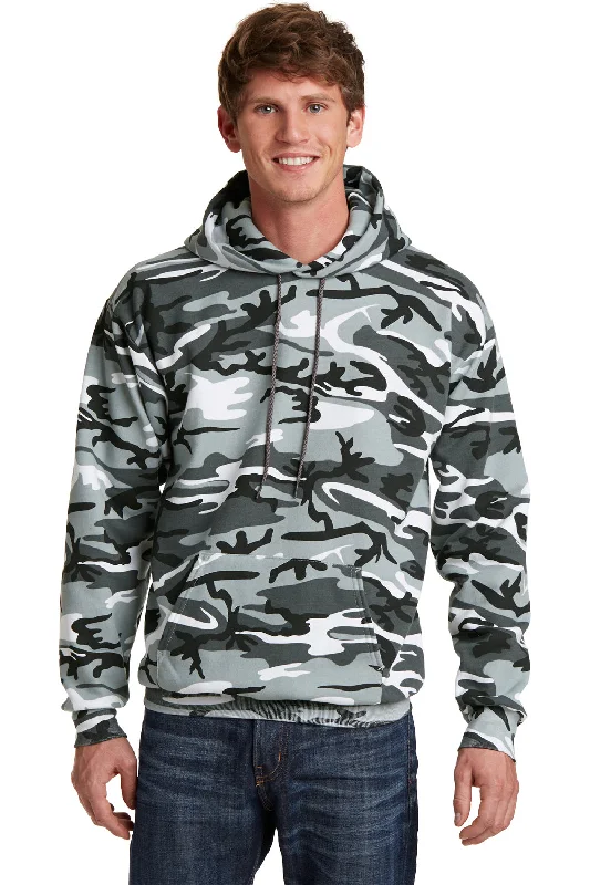 Port & Company Mens Core Pill Resistant Fleece Hooded Sweatshirt Hoodie w/ Pouch Pocket - Winter Camo