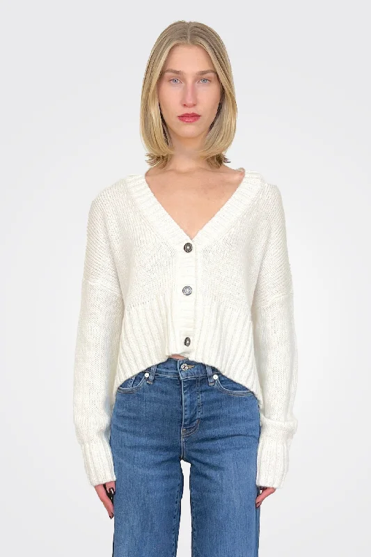 Weekend Deals That Amaze Jac Cropped Knit Cardigan - Pure Snow