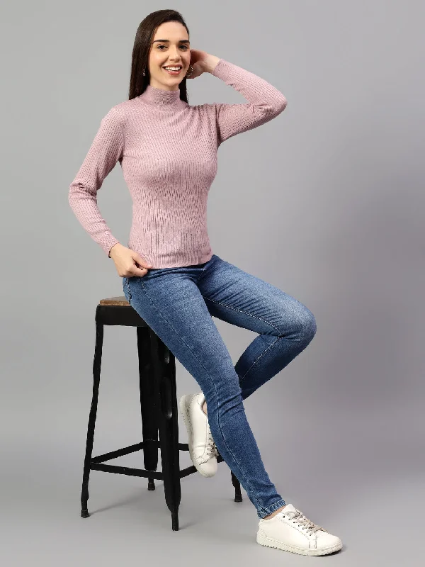 Value Pack Women's Pink Self Design High Neck Skeevi