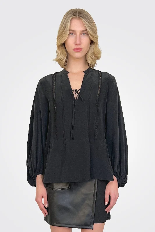 Weekend Savings Bonanza Tie Blouse - Black