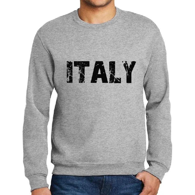 Men's Printed Graphic Sweatshirt Popular Words ITALY Grey Marl