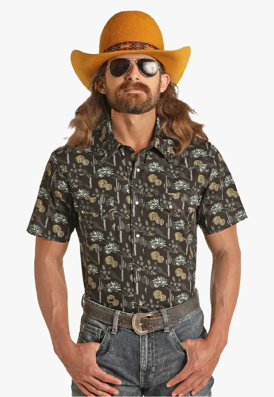 Rock and Roll Mens Dale Brisby Snap Short Sleeve Shirt