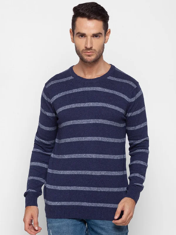 Spykar Blue Cotton Men Sweater