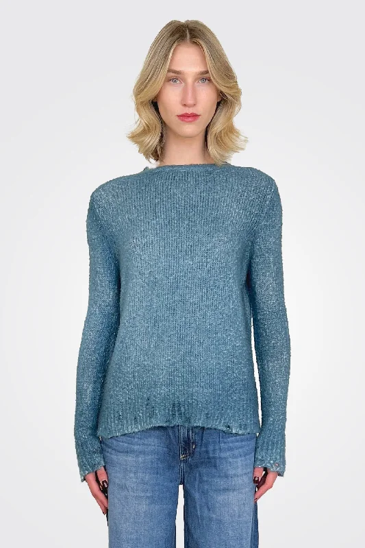 Weekend Discounts to Snag Reversible Knit Pullover - Blue Teal