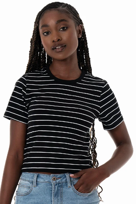 Weekend Deals That Amaze Striped Fitted T-Shirt _ 153811 _ Black