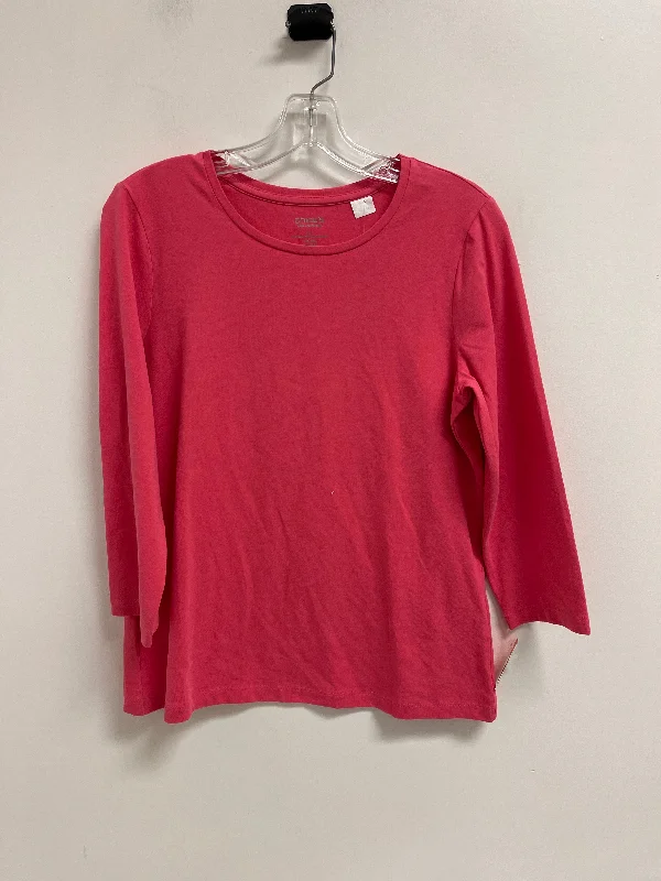 Weekend Deals That Sparkle Top Long Sleeve Basic By Chicos In Pink, Size: M