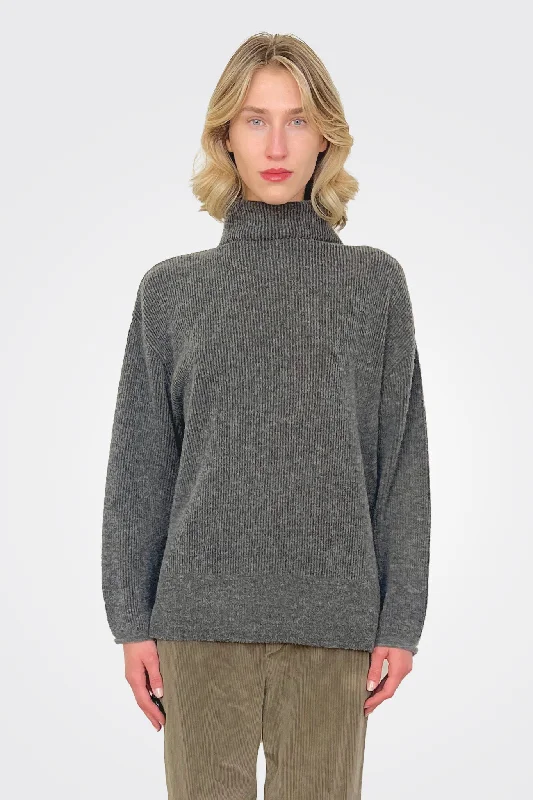 Make Your Weekend Count with Savings Fine Boucle Knit Turtleneck - Heather Grey