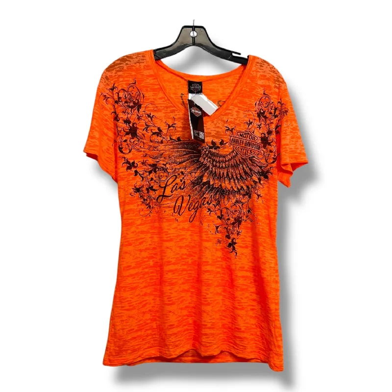 Special Discount Top Short Sleeve By Harley Davidson In Orange, Size: Xl
