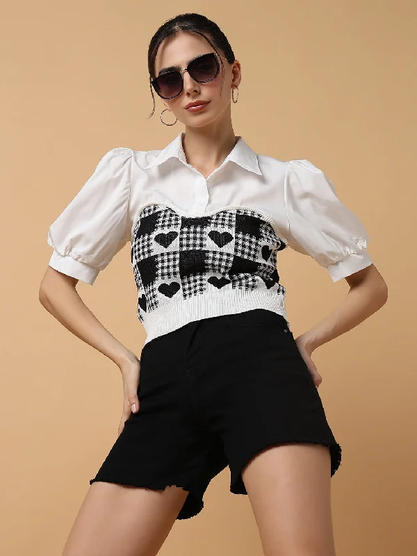 Reduced Price Women Black Solid Shirt Style Top