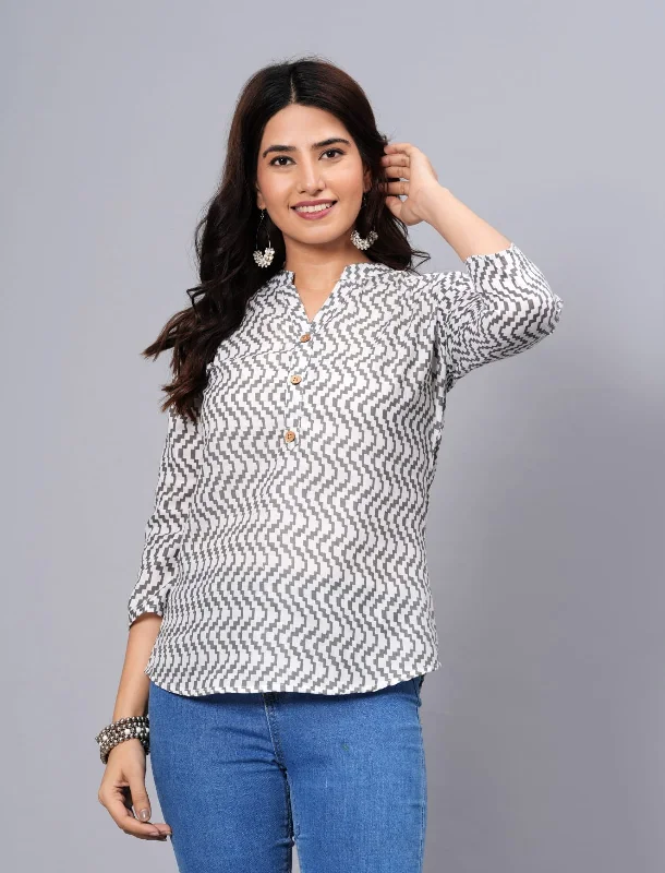 Weekend Savings Galore Women Elegant Printed Cotton Top