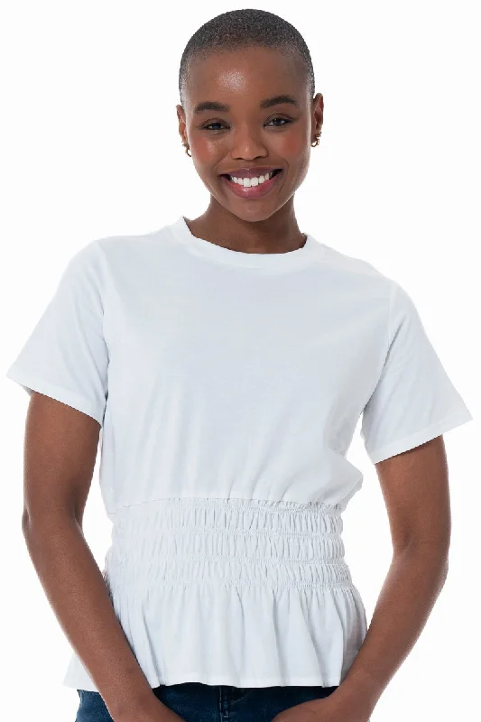 Weekend Bargains to Indulge In Shirred Waist T-Shirt _ 152272 _ Optic White