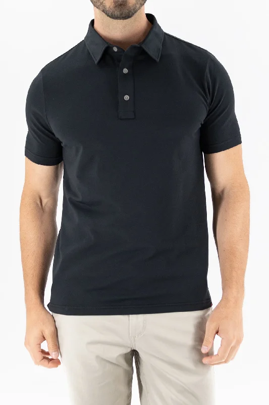 Feeder Stripe Polo - Black on Black