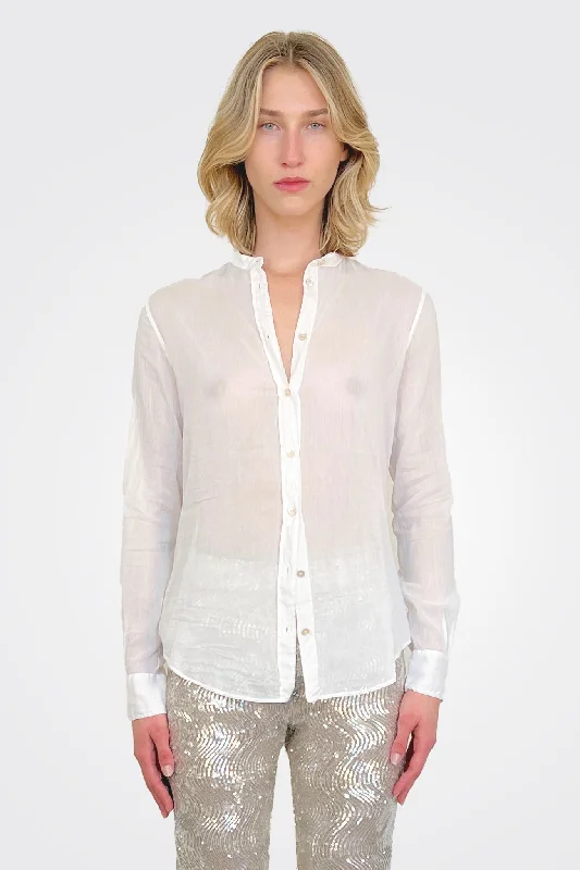 Final Clearance Mandarin Collar Shirt - Bianco