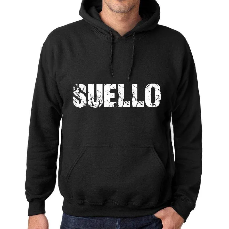 Men's Women's Unisex Printed Graphic Cotton Hoodie Soft Heavyweight Hooded Sweatshirt Pullover Popular Words SUELLO Deep Black