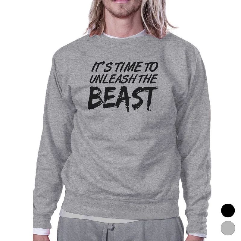 Unleash Beast Unisex Crewneck Sweatshirt Cute Workout Pullover Gift