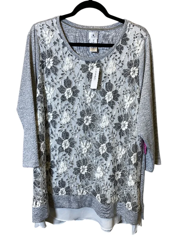 Instant Deal Top 3/4 Sleeve By Dressbarn In Grey, Size: 2x