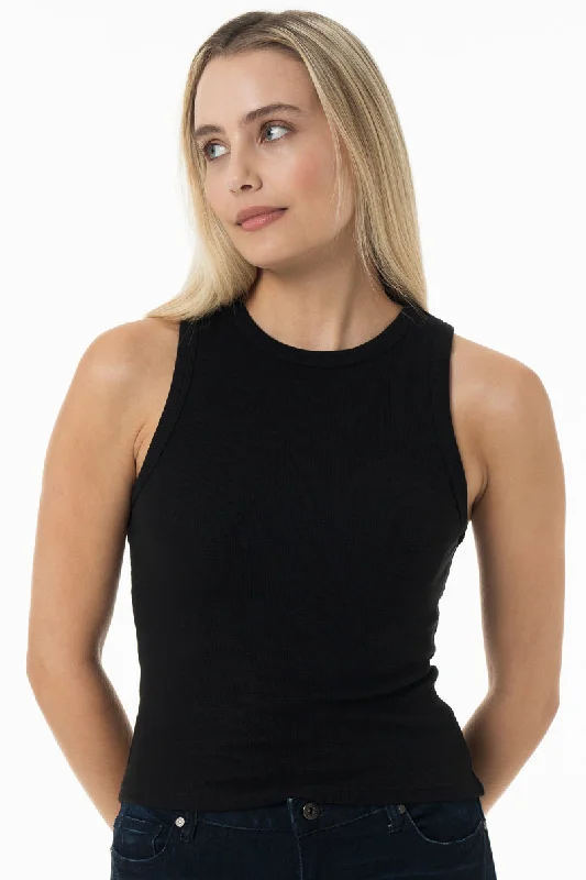 Mega Discount Hi Neck Waffle Tank _ 146990 _ Black
