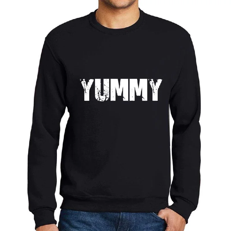 Men's Printed Graphic Sweatshirt Popular Words YUMMY Deep Black