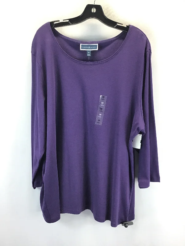 Weekend Deals That Dazzle Top 3/4 Sleeve By Karen Scott In Purple, Size: 3x