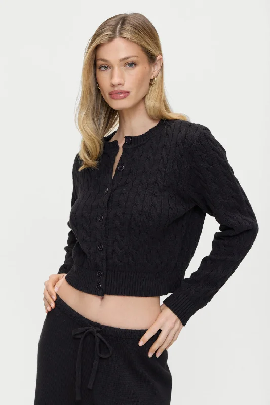 Dudley Cable Knit Cardigan - Black