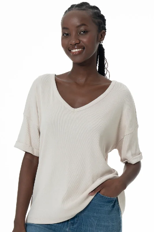 Celebrate the Weekend with Discounts Boxy T-Shirt _ 145725 _ Stone