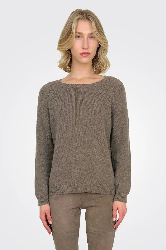 Weekend Deals to Make You Smile Wide Crew Neck Sweater - Brown