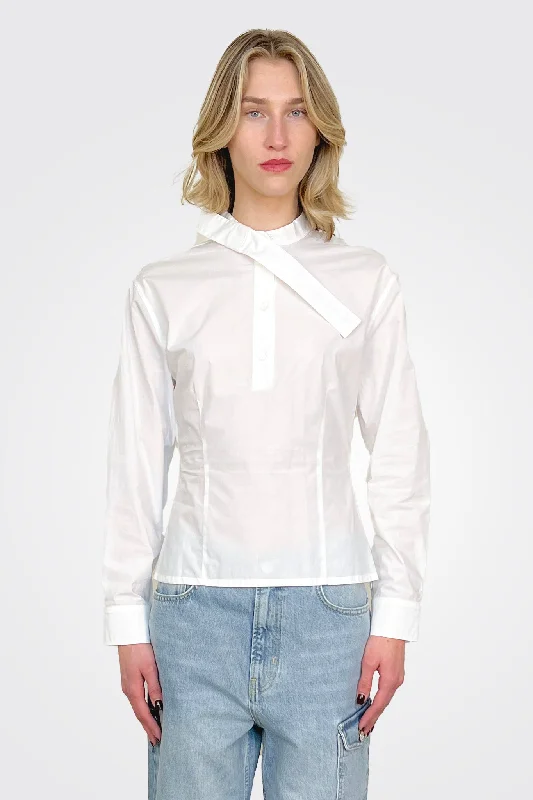 Weekend Discounts to Enjoy Tied Neck Blouse - White