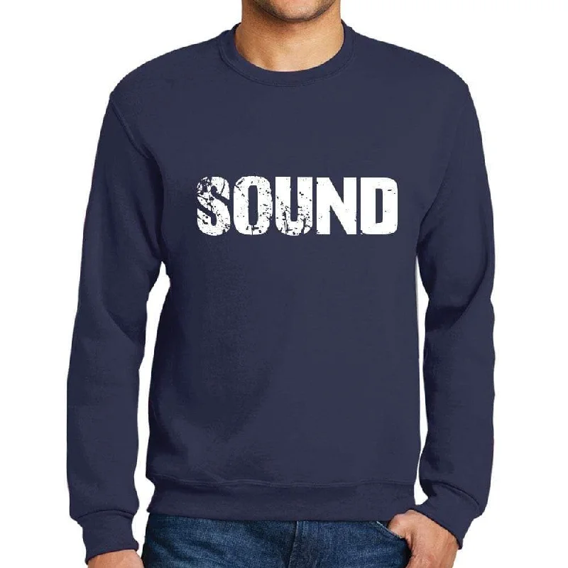 Men's Printed Graphic Sweatshirt Popular Words SOUND French Navy